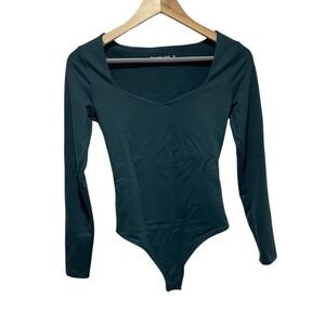 Abercrombie & Fitch Y2K Soft A&F Bodysuit XS Green Long Sleeve Snap Stretch
